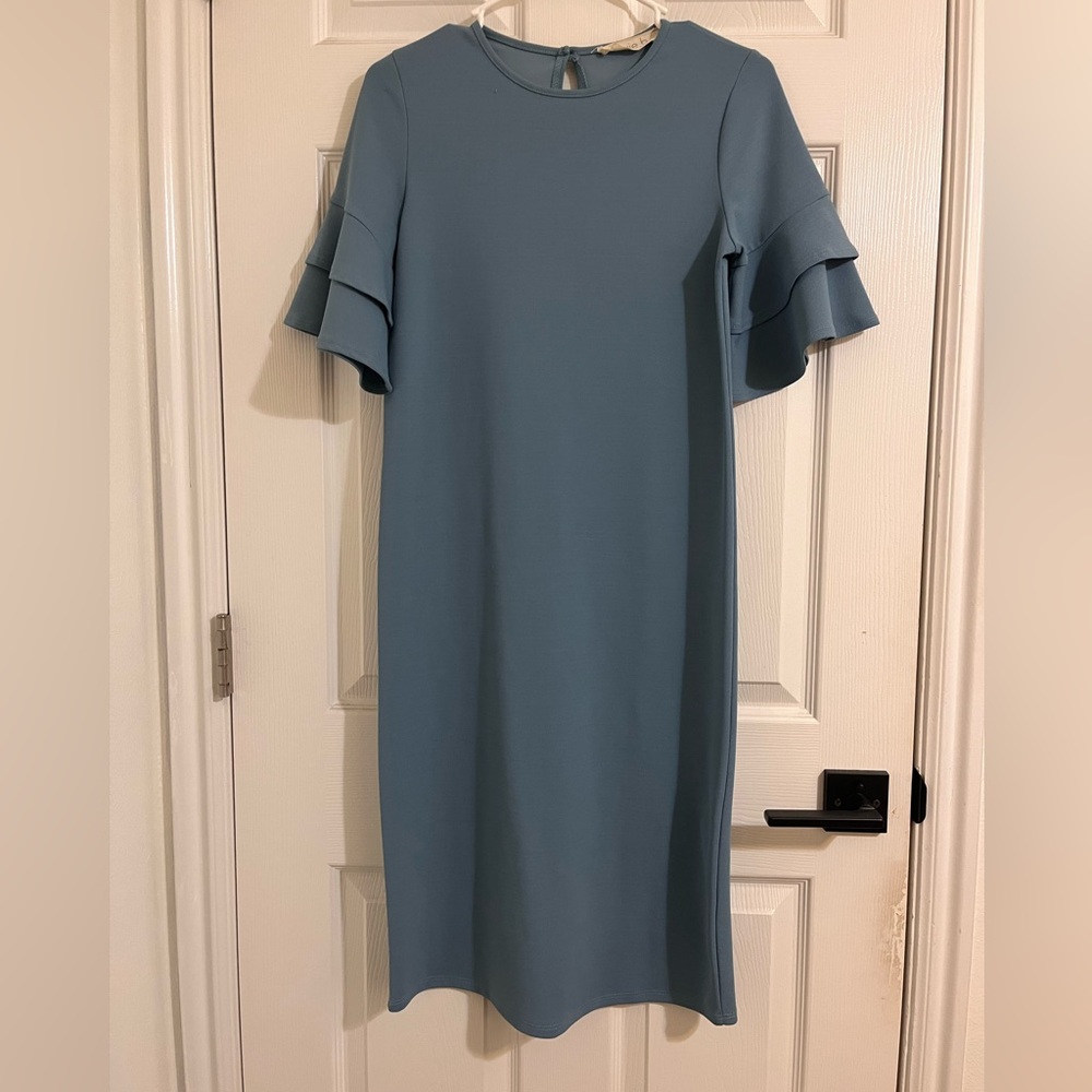 Beautiful blue dress with double bell sleeves